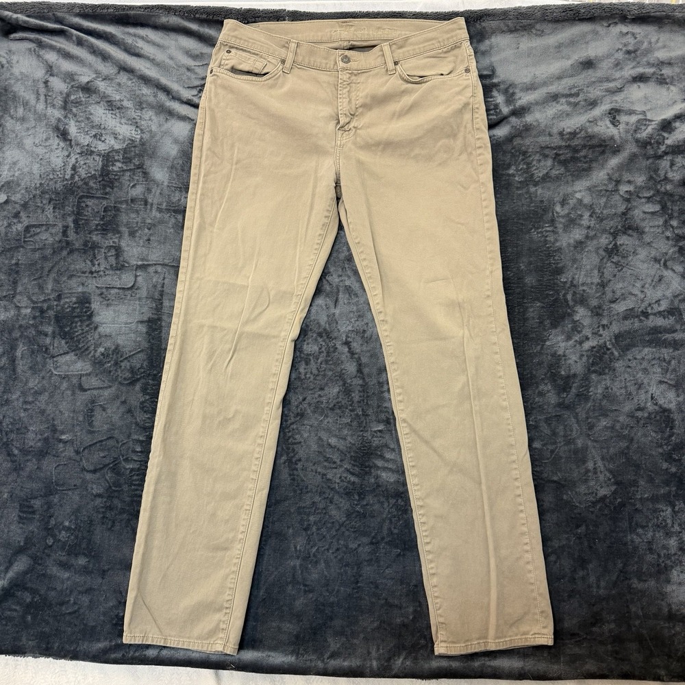 7 For All Mankind Slimmy Pants Mens 36 Khaki Tan Stretch Slim Straight 5 Pocket